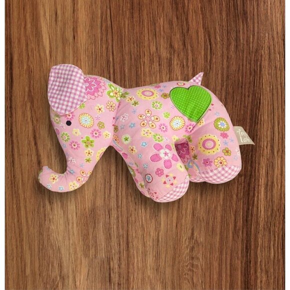 Trend Lab Pink Elephant Plush Toy Adorable & Soft Floral Print Stuffed Animal - Picture 2 of 8